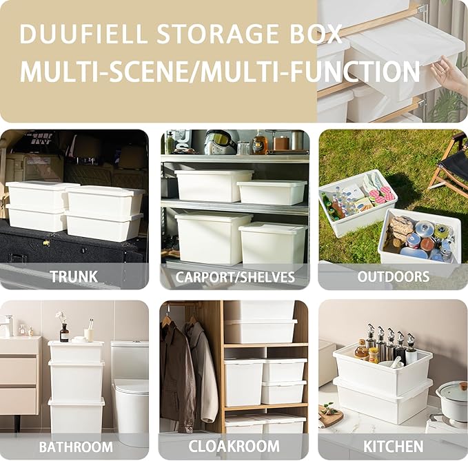 15 Quart high-end White multifunction storage box with lid，Stackable Plastic Boxes，with handle,Garage storage，home storage,Waterproof and moisture-proof.（white，2L）