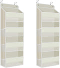 SpaceHacks 2 Pack Over The Door Organizer, Hanging Storage Organizer with Clear Window, 40lb Ultra Sturdy Large Capacity Room Organizer for Pantry Laundry Bathroom Nursery Closet (Beige)