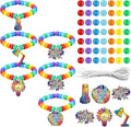 Tondiamo 24 Sets VBS 2026 Bracelet Crafts Kits Illumination Theme Bracelet Making Kit DIY Light Bulb Rainbow Bead Wristband Charms for Vacation Bible School Jewelry Making Supplies