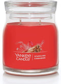 Yankee Candle Sparkling Cinnamon Scented Signature 13oz Medium Jar 2-Wick Candle Over 35 Hours of Burn Time Christmas | Holiday
