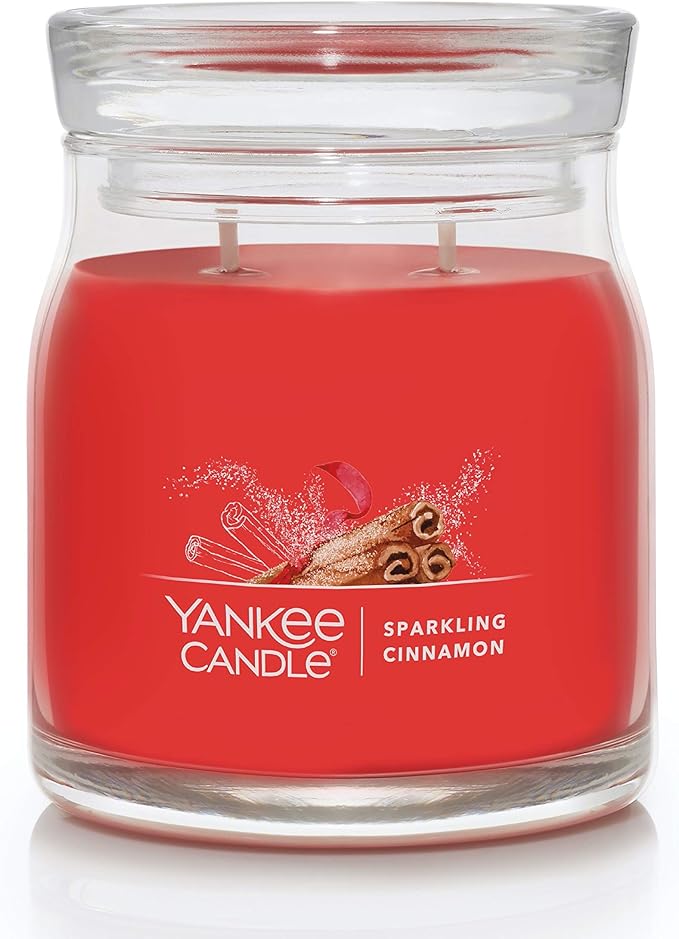 Yankee Candle Sparkling Cinnamon Scented Signature 13oz Medium Jar 2-Wick Candle Over 35 Hours of Burn Time Christmas | Holiday