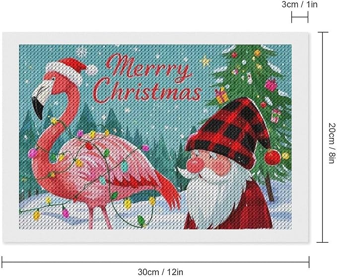 AIVKIEJK Diamond Painting Kits for Adults - Festive Flamingo Christmas Santa Hat Painting DIY 5D Full Drill Diamond Dots Paintings with Diamonds Gem Art and Crafts Home Decor 8"x12"