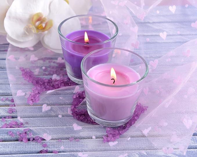 Set of 20 Pink Votive Candles Clear Glass Filled Unscented Soy Wax Candle for Home Spa Weddings Romantic Holiday Party and DIY