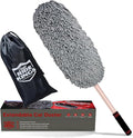 Car Duster Exterior Scratch Free - Microfiber Car Brush with Extendable Handle (27-36'') - Soft Auto Dusting Tool for Pollen & Dust Removal on SUV, Truck, RV & Motorcycle(Wax-Free Design)