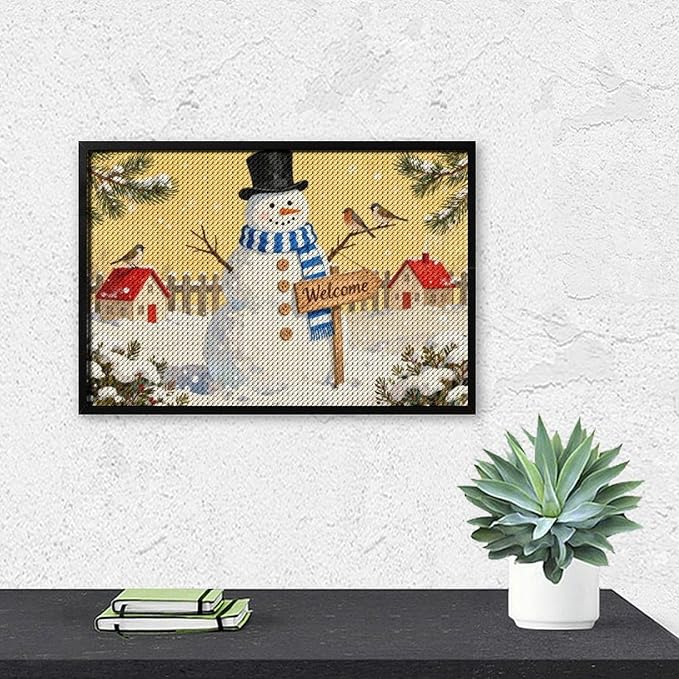 AIVKIEJK Diamond Painting Kits for Adults - Christmas Welcome Snowman Winter Christmas Painting DIY 5D Full Drill Diamond Dots Paintings with Diamonds Gem Art and Crafts Home Decor 8"x12"