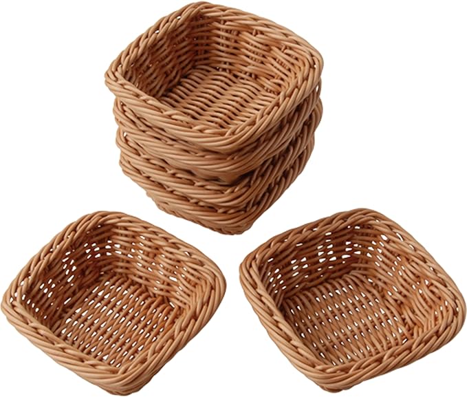 Constructive Playthings Plastic Wicker Baskets for Storage in Educational or Home Setting, Stores Toddler Toys, Keys, Jewelry and Classroom Supplies, Stackable, Set of 12 Woven Baskets