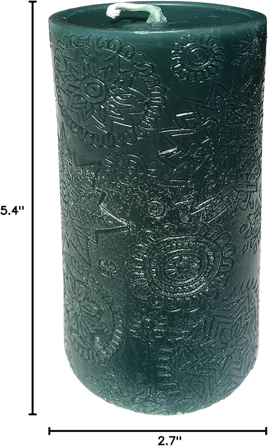 BeeTheLight Beeswax Pillar Candle - 100% Pure Bees Wax - Choose Your Size and Color - 72 Hour Burn Time - Fits 3x6 Holder - Unscented - Natural Light Honey Scent (Earthen Green, Large)