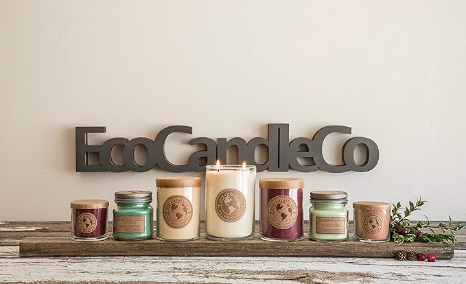 ECO CANDLE CO. Recycled Candle, Vintage Amber, 26 oz. - Scents of Wood Resin, Nutmeg, Cinnamon, & Vanilla - 100% Soy Wax, No Lead, Kraft Paper Label & Lid, Hand Poured, Midwest Grown Soybeans