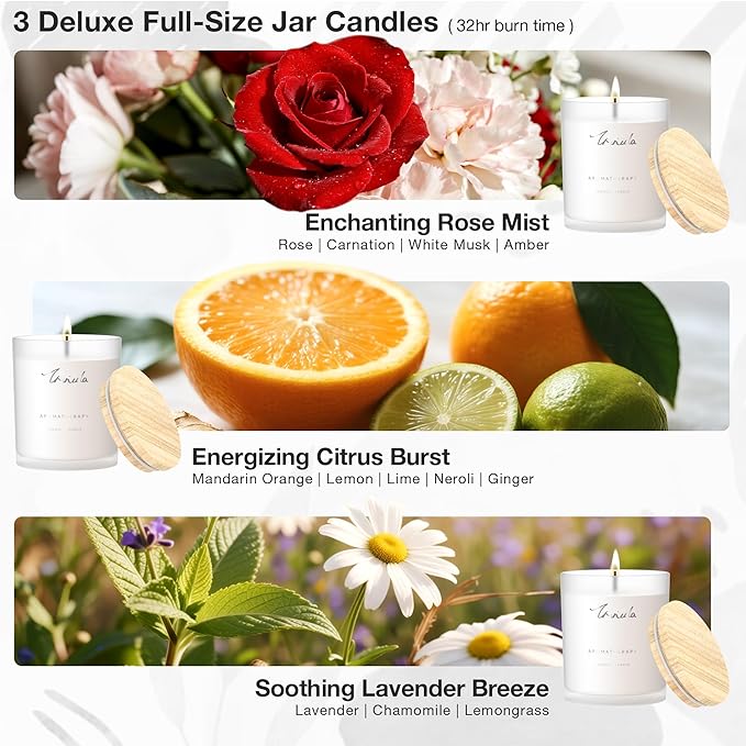 TRINIDa Scented Candles 120Hrs, Soy Candles for Home Scented, Aromatherapy Candle Set, Lavender Candle Gifts for Women Birthday