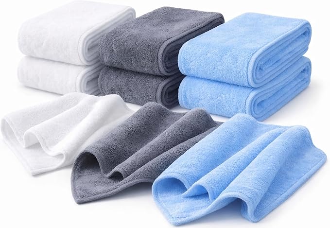 Microfiber Cleaning Cloth 6 Pack, Ultra Soft, Premium, Highly Absorbent, Scratch-Free Towels for Car, Glass, Kitchen & Home, Lint-Free, Reusable (11x11 Inch)