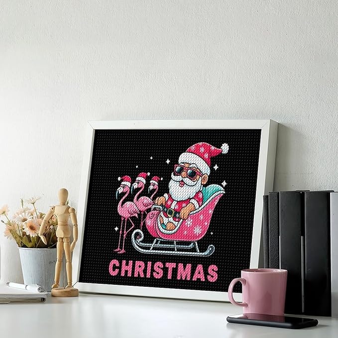 AIVKIEJK Diamond Painting Kits for Adults - Christmas Santa Flamingo Xmas Painting DIY 5D Full Drill Diamond Dots Paintings with Diamonds Gem Art and Crafts Home Decor 16"x20"