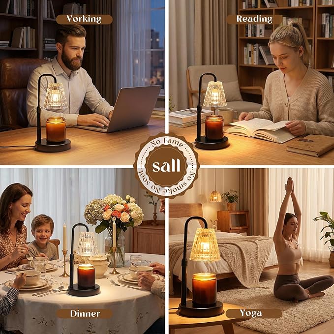Glimra 2 Pack Candle Warmer Lamp with Timer,Dimmable Candle Warmwr for Jar Candles,Adjustable Cabdle Warmer Birthday Gifts,for Mom Women Friend Sister,Office Apartment Dorm Room Home Decor