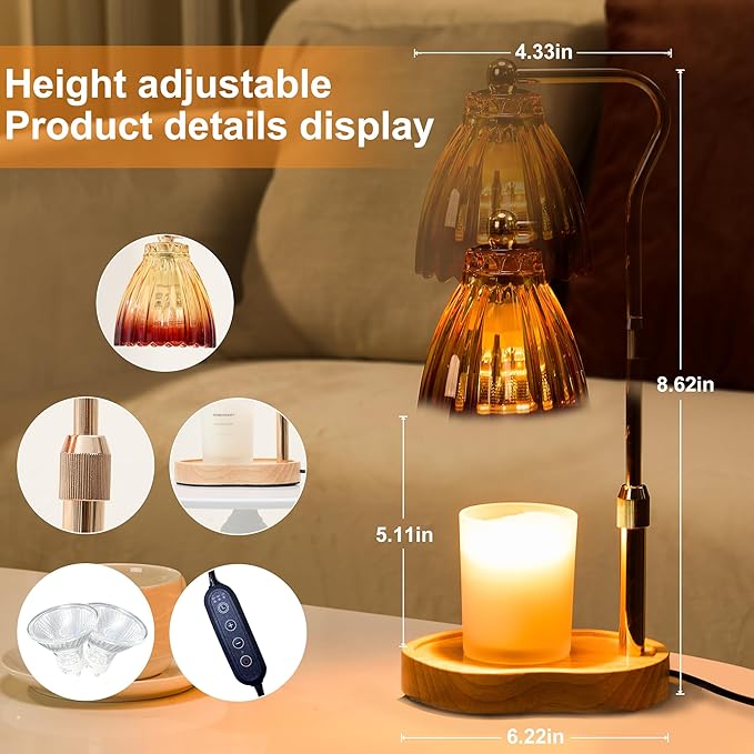 Candle Warmer Lamp with Timer Dimmable, Lamp Candle Warmer for Jar Candles，Birthday Gifts for Women Mom, House Warming Gifts Vintage Home Decor，Wax Warmer Lamp