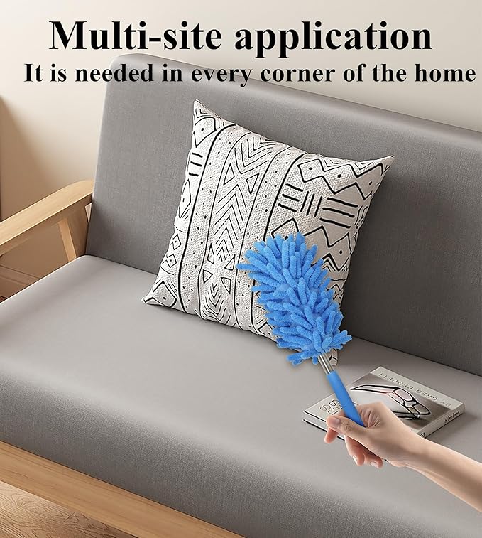 zdyCGTime Retractable Microfiber Dust Remover, Removable and Cleanable Hand Dust Remover, Used to Clean Cars, Computers, Air Conditioners, Televisions and Other Products(4 Pack/Blue+Green)