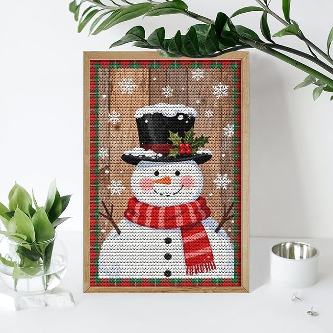AIVKIEJK Diamond Painting Kits for Adults - Festive Snowman Red Scarf Painting DIY 5D Full Drill Diamond Dots Paintings with Diamonds Gem Art and Crafts Home Decor 8"x12"