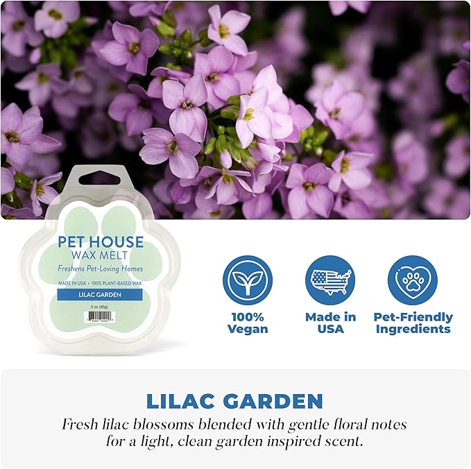 Pet House Lilac Garden Scented Wax Melts - Long-Lasting Plant Based/Soy Wax Melts for Pet Odor Pack of 2