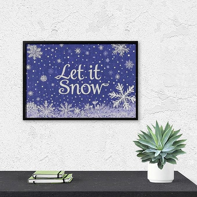 AIVKIEJK Diamond Painting Kits for Adults - Festive Snowflake Christmas Let It Snow Painting DIY 5D Full Drill Diamond Dots Paintings with Diamonds Gem Art and Crafts Home Decor 8"x12"