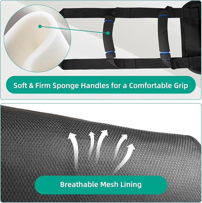 Transfer Sling, Gait Belt Transfer Belt with Padded Handles for Patient Lift Assist & Mobility Standing - Safely Move Elderly and Disabled from Bed and Wheelchair