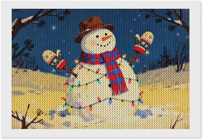 AIVKIEJK Diamond Painting Kits for Adults - Christmas Winter Snowman & Twinkling Painting DIY 5D Full Drill Diamond Dots Paintings with Diamonds Gem Art and Crafts Home Decor 8"x12"