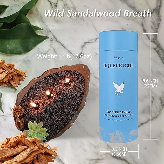 Pearled Candles with 30 Wicks -18 Oz YUKCAXDLS Wild Sandalwood Breath Scented DIY Pearleds Wax Refillable for Making Lasts up to 100+ Hours of Steady Burn Smokeless - Black