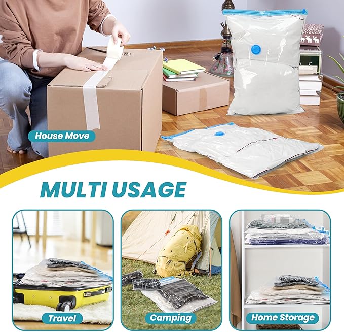 Vacuum Storage Bags, 8-Jumbo Space Saver Vacuum Storage Bags, Vacuum Seal Bags for Clothing, Clothes, Comforters and Blankets