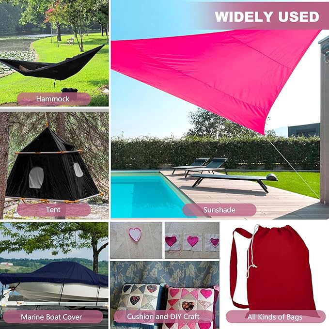1200D Thicken Waterproof Canvas Fabric by The Yard 58" W Water-Resistant Polyester Fabric Heavy Duty Upholstery Material for Outdoor Indoor Marine Awning Tent Boat Chairs DIY, 8 Yards Pink