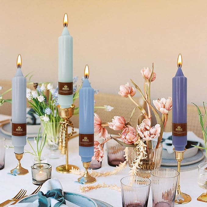 Smokeless Candlesticks Unscented Taper Candles Gradient Blue Dinner Candle 7 inch 4 PCS Candles Sticks for Home Holiday Wedding Party Decoration