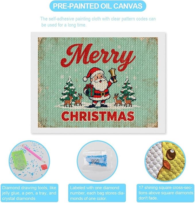 AIVKIEJK Diamond Painting Kits for Adults - Christmas Painting DIY 5D Full Drill Diamond Dots Paintings with Diamonds Gem Art and Crafts Home Decor 12"x16"