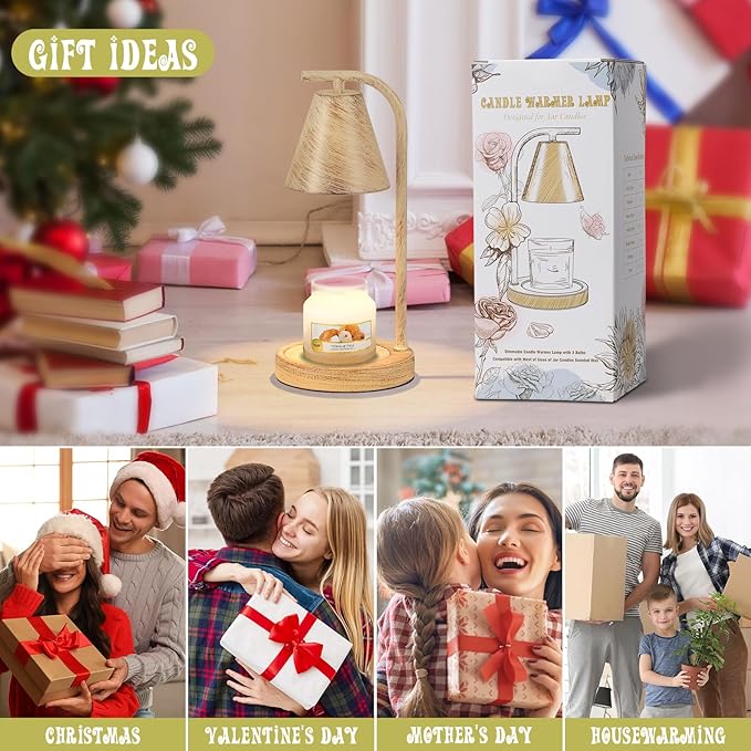 Oak Candle Warmer Lamp with Timer and Dimmer Farmhouse Electric Candle Lamps Warmer for Jar Candles Housewarming Gifts New Home Decor Gifts for Women