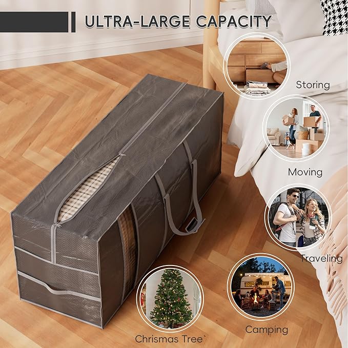Extra Large Heavy Duty Moving Bags with Reinforced Zipper & Wide Handles, Moisture-Resistant Storage Bins Packing Cubes for Clothes, College Dorm, Travel, and Home Organization
