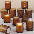 DARJEN 12 Pack Amber Candle Jars for Making Candles- 3 Styles Glass Candle Making Jars Bulk with Bamboo Lids and Labels, Candle Making Supplies Candle Vessels for Home Decor