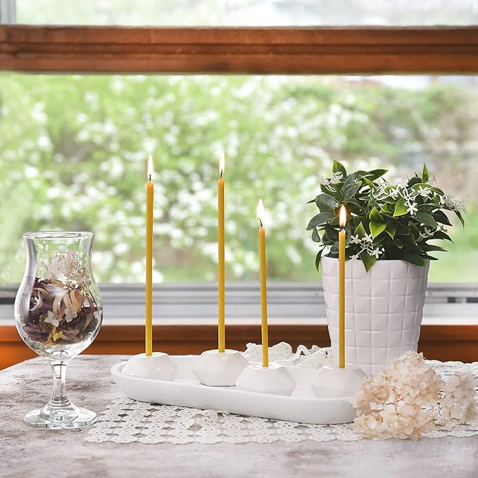300 All Natural Décor 100% Pure Beeswax Taper Candles – Bulk, Tall (8 in), Unscented, Dripless, Smokeless, Slow Burning, Non Toxic, Honey Scent - for Home, Dinner, Cake, Prayer, Hanukkah, Christmas