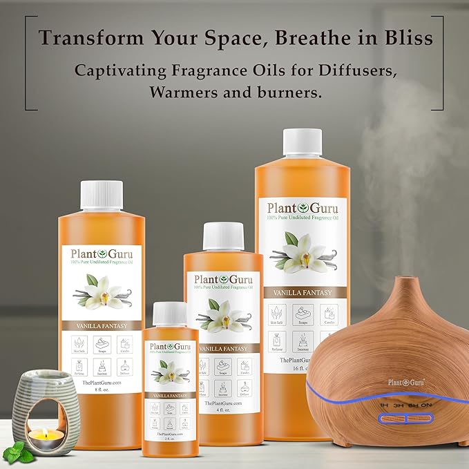 Vanilla Fantasy Fragrance Oil 4 fl. oz. Scented Oil for DIY Soap Making, Candles, Bath Bombs, Body Butters. Used in Aromatherapy Diffusers, Burners and Warmers. Great Addition to Lotions and Creams.