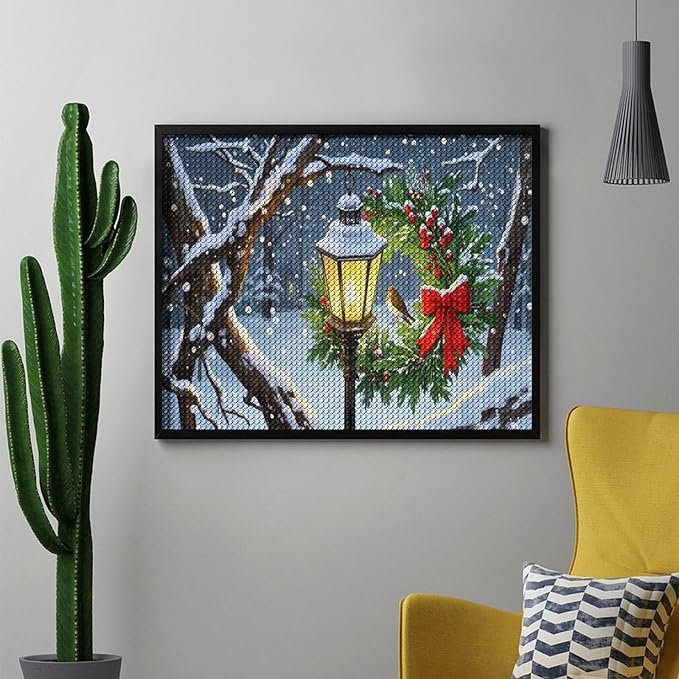 AIVKIEJK Diamond Painting Kits for Adults - Festive Christmas Red Berries & Golden Baubles Painting DIY 5D Full Drill Diamond Dots Paintings with Diamonds Gem Art and Crafts Home Decor 16"x20"