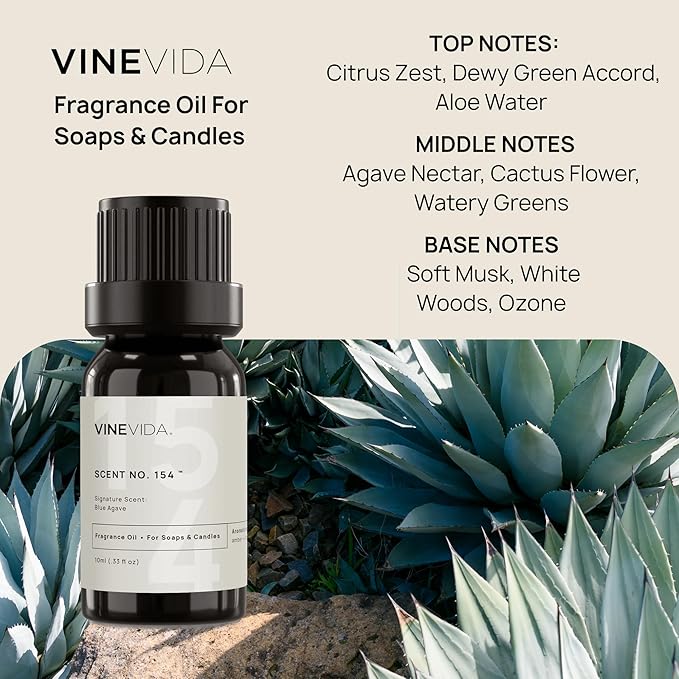 VINEVIDA [10 ml] Blue Agave; Fragrance Oil for Candle Making and Soap Making - Premium Candle Scents for Soy Candles