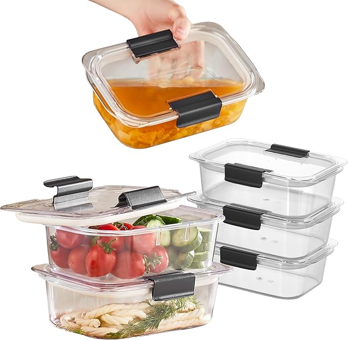 HEFA Food Storage Containers, Meal Prep Containers, Lunch Box with Airtight Lids, Kitchen Organizers and Storage for Leftovers (Crystal, 6 Pack)