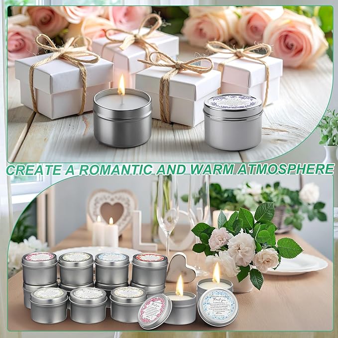 Nuanchu 24 Pack Wedding Favor for Guest Wedding Scented Candles Gift Set 2oz Eid Mubarak Candle for Her Him Natural Soy Wax Jar Long Lasting Aromatherapy Gift Bulk for Bridal Shower Rustic Party Favor