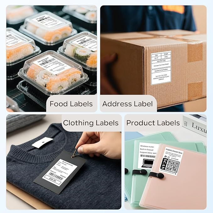 Phomemo Labels Thermal Printer Labels for M110 M200 M220 M221 M150 M250 M260 M108 M100 Label Printer, Thermal Paper for Small Business, Price Tags, Black on White 1.57"x2.36"(40x60mm), 130 Label/Roll