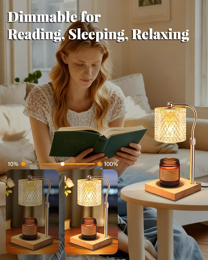 Candle Warmer Lamp with Timer Dimmer Adjustable Height, Mothers Day Gifts for Mom, Birthday Gifts for Women, House Warming New Home Decor, Electric Wax Warmer for Jar Candles, Gold
