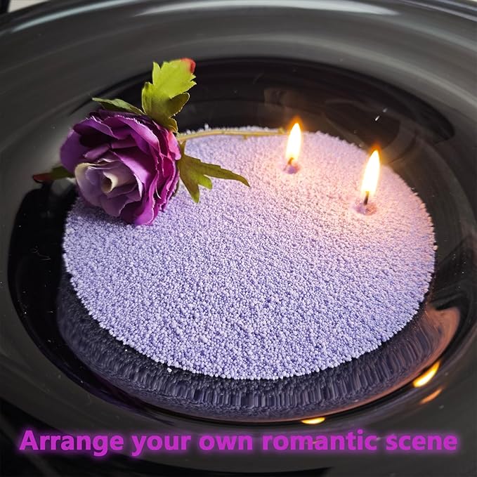 DRMAISON Pearled Candle Wax Sand DIY Kit - 17.6 oz, Lavender Purple, Non-Toxic&Smoke-Free, Refillable with 30 Wicks, Long-Lasting Flame, Highly Customizable for Wedding, Party&Holiday Decor