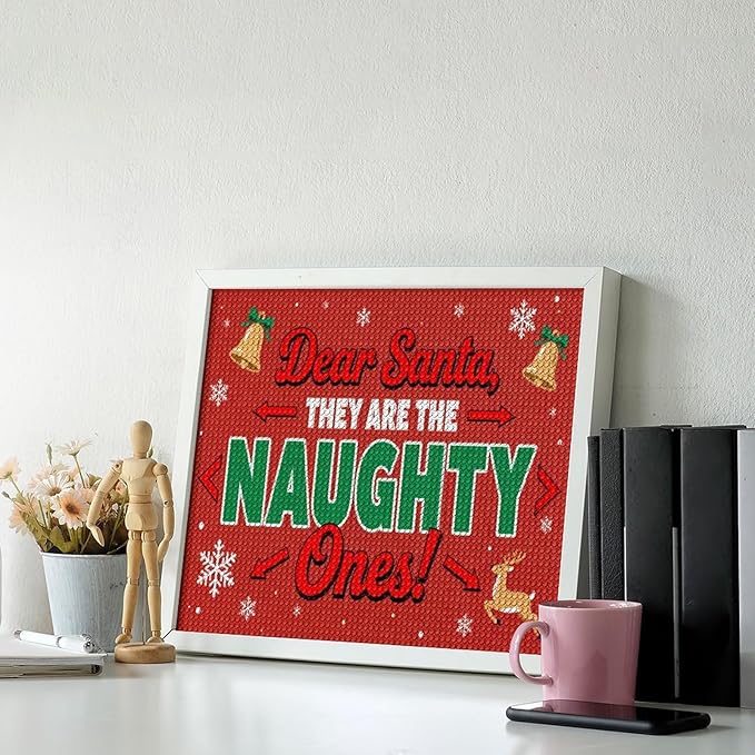 AIVKIEJK Diamond Painting Kits for Adults - Christmas Dear Santa, They are The Naughty Ones Painting DIY 5D Full Drill Diamond Dots Paintings with Diamonds Gem Art and Crafts Home Decor 16"x20"