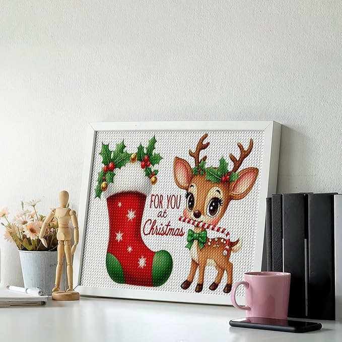 AIVKIEJK Diamond Painting Kits for Adults - Deer Sugar Bell Holiday Christmas Painting DIY 5D Full Drill Diamond Dots Paintings with Diamonds Gem Art and Crafts Home Decor 16"x20"
