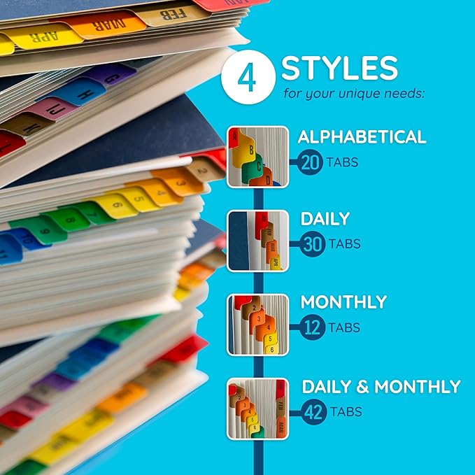 Blue Summit Expanding Desk File Sorter Organizer, Alphabetical File Organizer, Desk Sorter, Letter Size, 20 Dividers for A-Z Accordion File Organizer