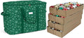Covermates Keepsakes Adjustable Ornament Storage Bag – Heavy-Duty Polyester, Padded Dividers & FlexGrid Trays – Protective Holiday Ornament Organizer with Handles & Label Window, Green Snowflake