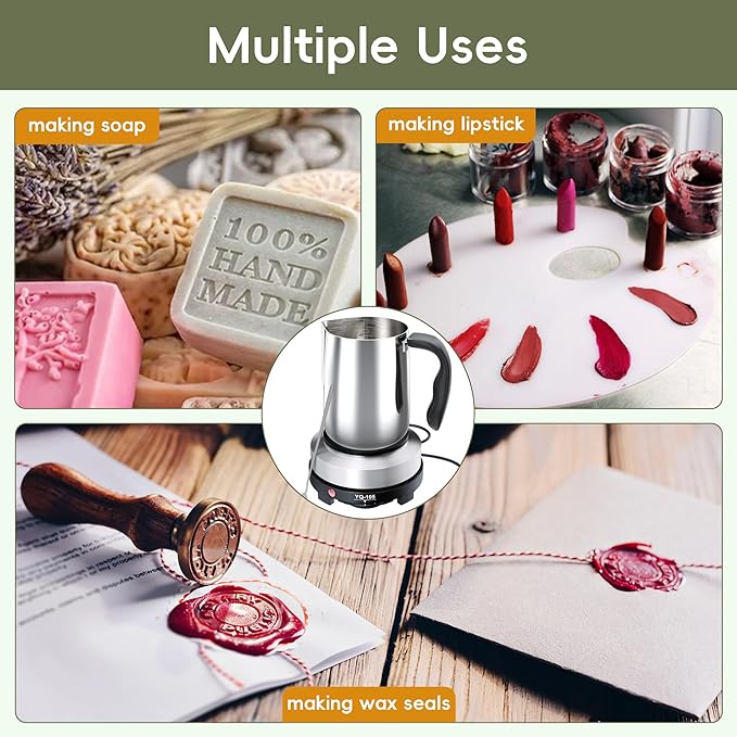 CasaCulina 2025 New Candle Making Kit with Hot Plate, Candle Making Supplies with Wax Melting Pot, Stirring Spoon, Anti-Scalding Pad, Candle Wicks, Wooden Wick Holders, Candle Making Pouring Pot