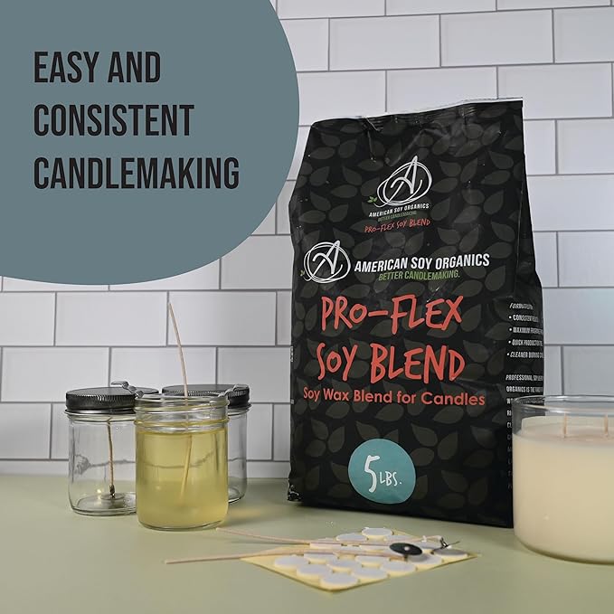 American Soy Organics Pro-Flex Soy Blend - Soy Wax Beads for Candle Making - Candle Making Supplies - Beeswax-Free Candle Wax Blend for Container Candles, Tealights and Wax Melts, 10 lbs