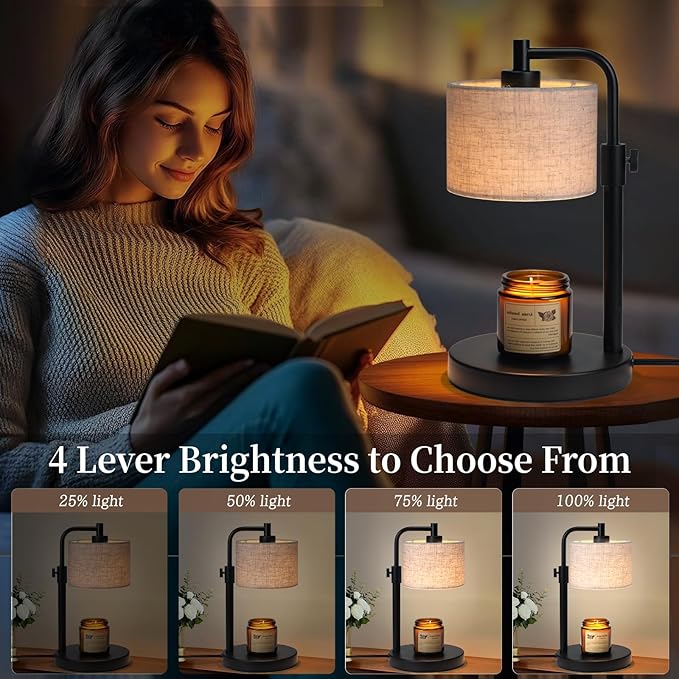 NITOWOLF Candle Warmer Lamp, Candle Lamp Warmer with Timer Adjustable Height Wax Warmer Lamp for Jar Candles, Birthday Gifts for Women House Warming Gifts (Black Linen)
