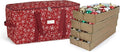 Covermates Keepsakes Adjustable Ornament Storage Bag – Heavy-Duty Polyester, Padded Dividers & FlexGrid Trays – Protective Holiday Ornament Organizer with Handles & Label Window, Red Snowflake