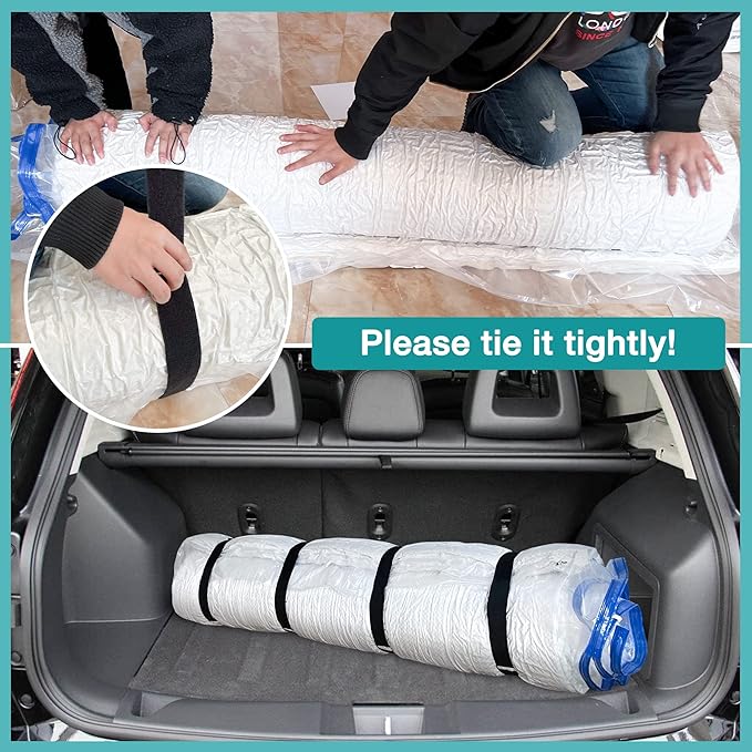 Queen Size Mattress Vacuum Bag for Memory Foam/Latex Mattress Upto 14 Inch, Moving Shipping and Storage, Waterproof and Airtight with 4 Adjustable Straps