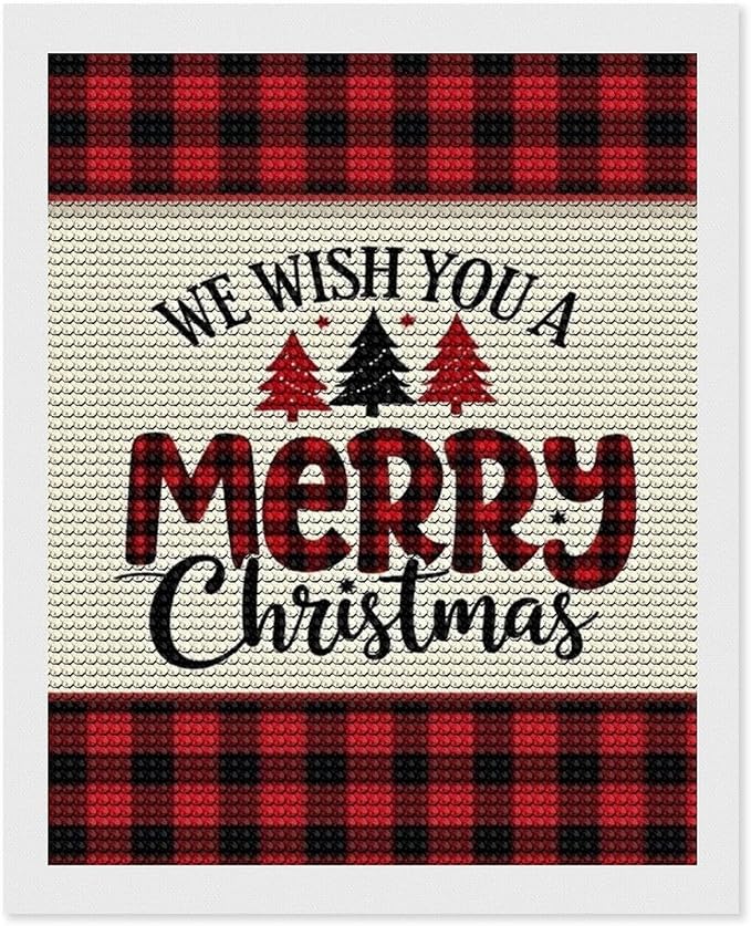 AIVKIEJK Diamond Painting Kits for Adults - Merry Christmas Welcome Painting DIY 5D Full Drill Diamond Dots Paintings with Diamonds Gem Art and Crafts Home Decor 16"x20"